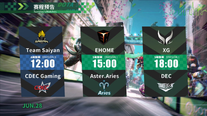 “DOTA2官博:  今日赛事预告12:00 Saiyan vs CDEC15:00 EHOME vs Aste...