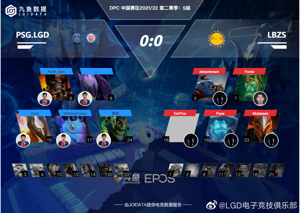 “LGD官博:  2022 第二赛季 – S级PSG.LGD  VS  LBZ...