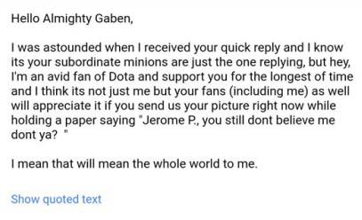 Gabe Newell gets an email from angry Steam user, sends a classy reply